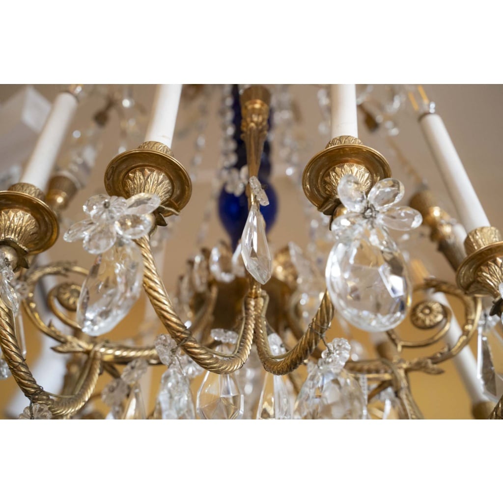 Paire de Lustes Néoclassique en bronze doré et cristal. Circa 1900 7