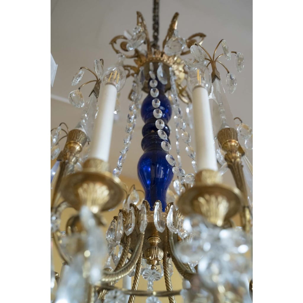 Paire de Lustes Néoclassique en bronze doré et cristal. Circa 1900 8