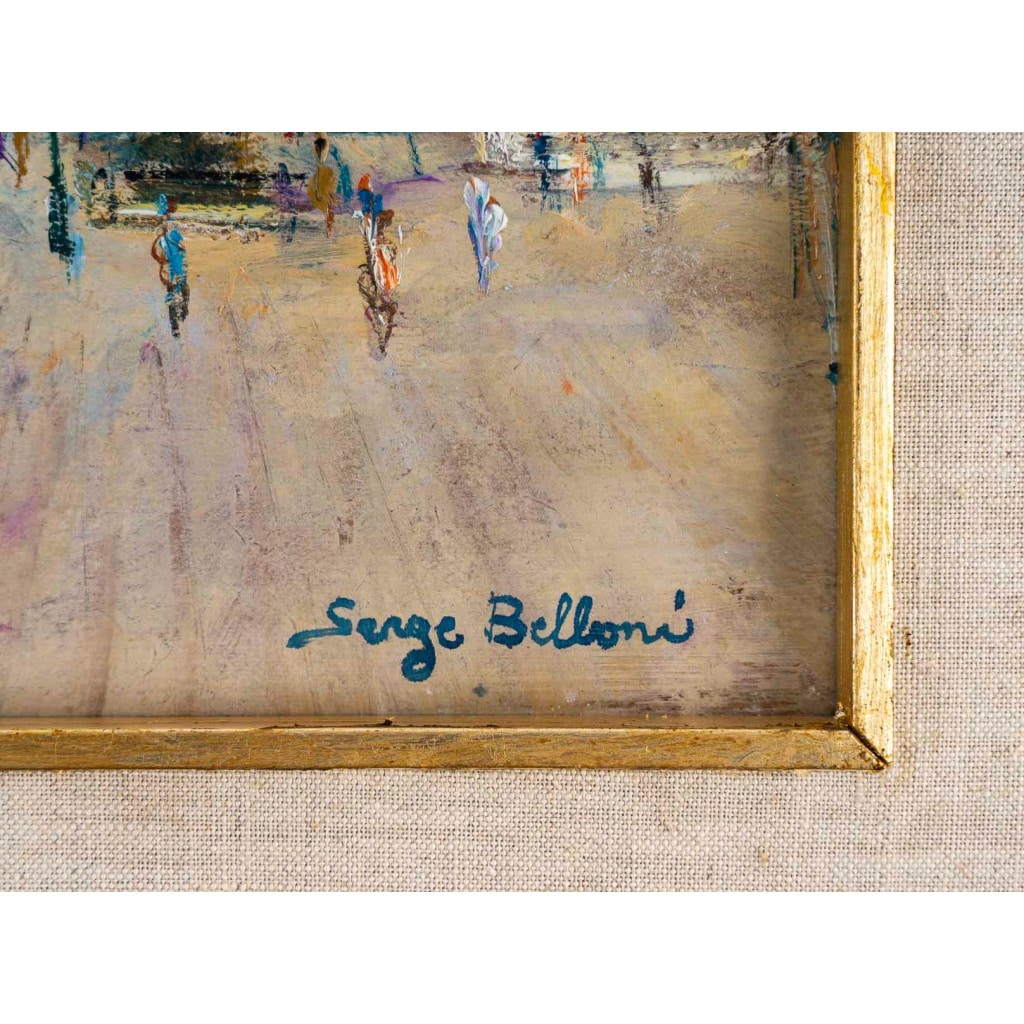 Serge Belloni (1925-2005) Venise Riva degli Schiavoni Huile sur Bois Vers 1970 4