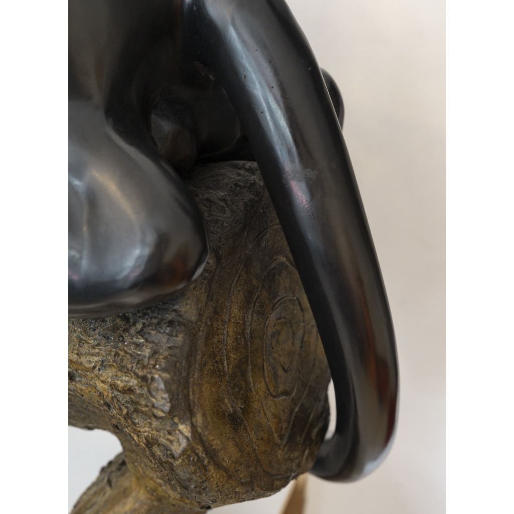 Sculpture Monumentale en Bronze – Panthère à Patine Noire sur Branche, Commande Unique Début XX 7