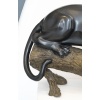 Sculpture Monumentale en Bronze – Panthère à Patine Noire sur Branche, Commande Unique Début XX 27