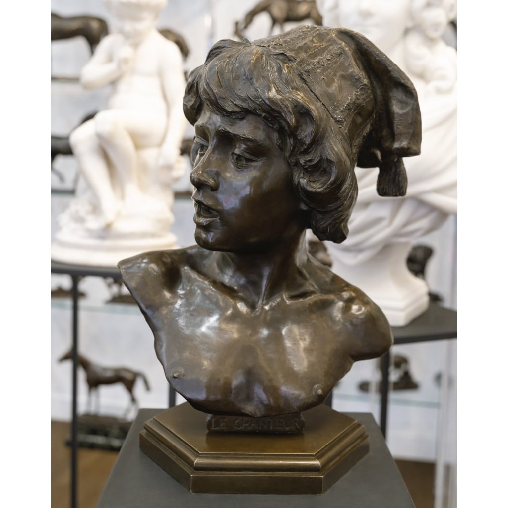 Sculpture – Le Chanteur Florentin , Alphonse Van Beurden (1854 -1938) – Bronze 2