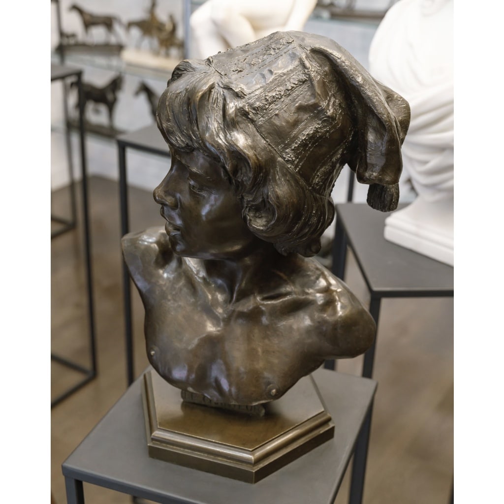 Sculpture – Le Chanteur Florentin , Alphonse Van Beurden (1854 -1938) – Bronze 5
