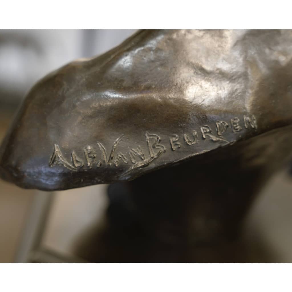 Sculpture – Le Chanteur Florentin , Alphonse Van Beurden (1854 -1938) – Bronze 10