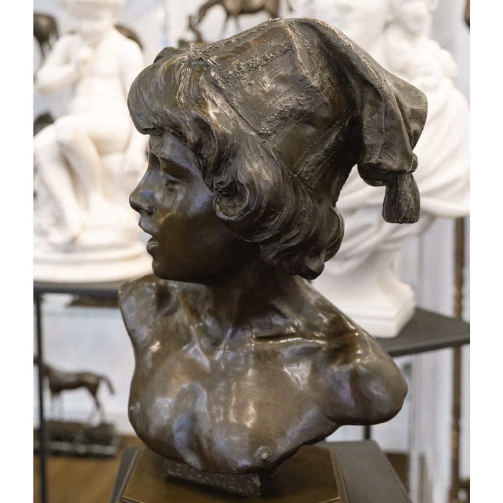 Sculpture – Le Chanteur Florentin , Alphonse Van Beurden (1854 -1938) – Bronze 8