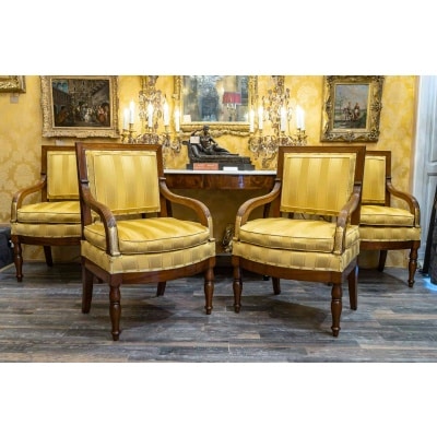 François Honoré Jacob (1770-1841) Suite de Quatre grands fauteuils en acajou d’époque Empire vers 1810