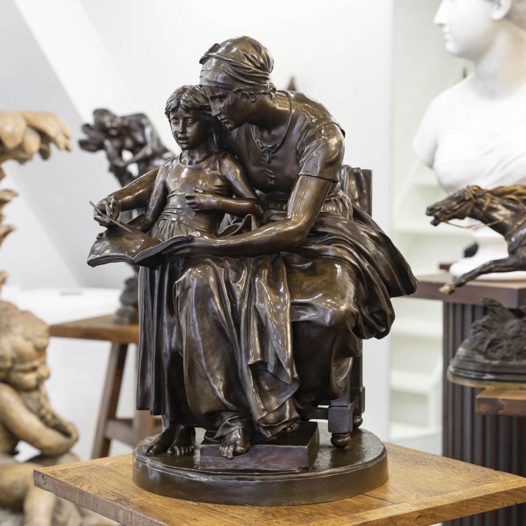 Sculpture – L’ Éducation Maternelle , Eugène Delaplanche (1836-1891) – Bronze 3