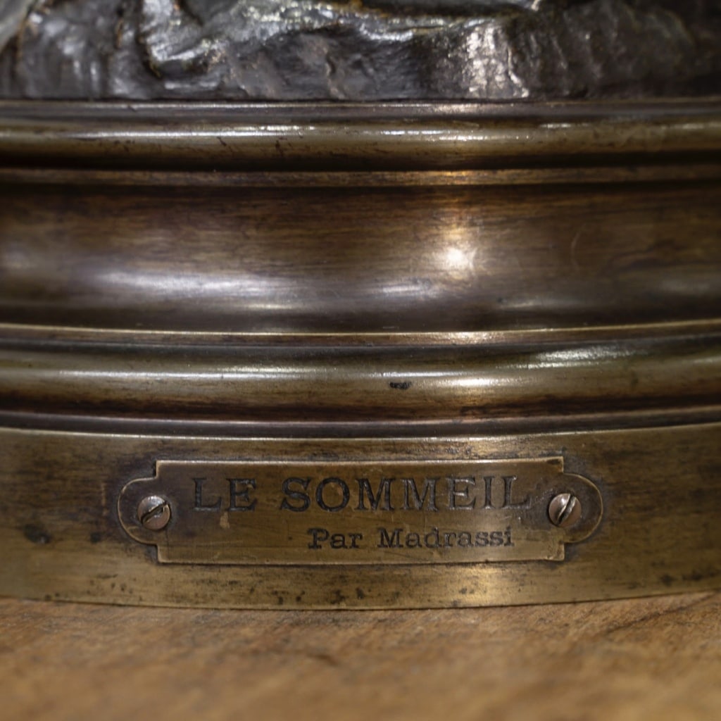 Sculpture – Le Sommeil , Luca Madrassi (1848-1919) – Bronze 9