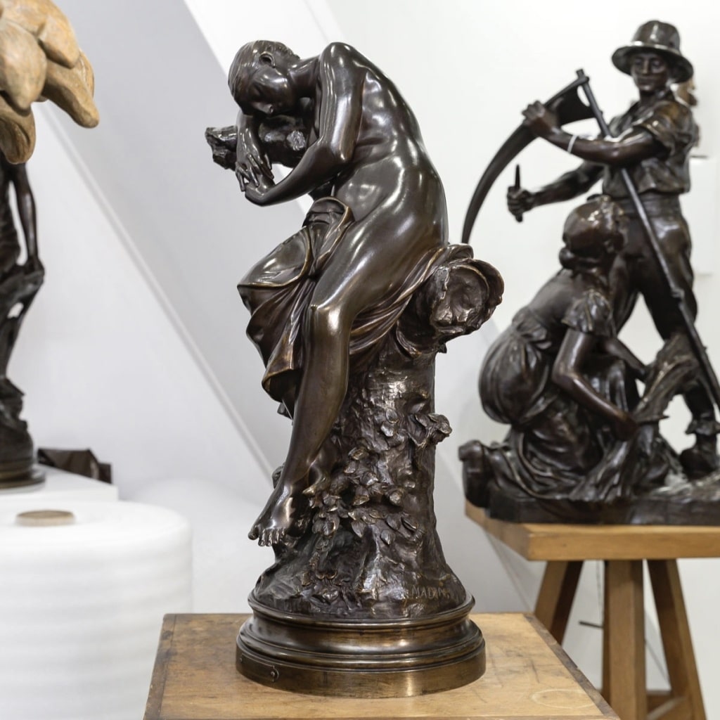 Sculpture – Le Sommeil , Luca Madrassi (1848-1919) – Bronze 3