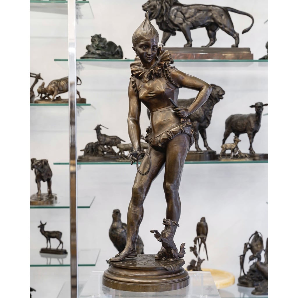 Sculpture – La Dresseuse De Chien , Vincent Désiré Faure De Broussé (1843-1908) – Bronze 2