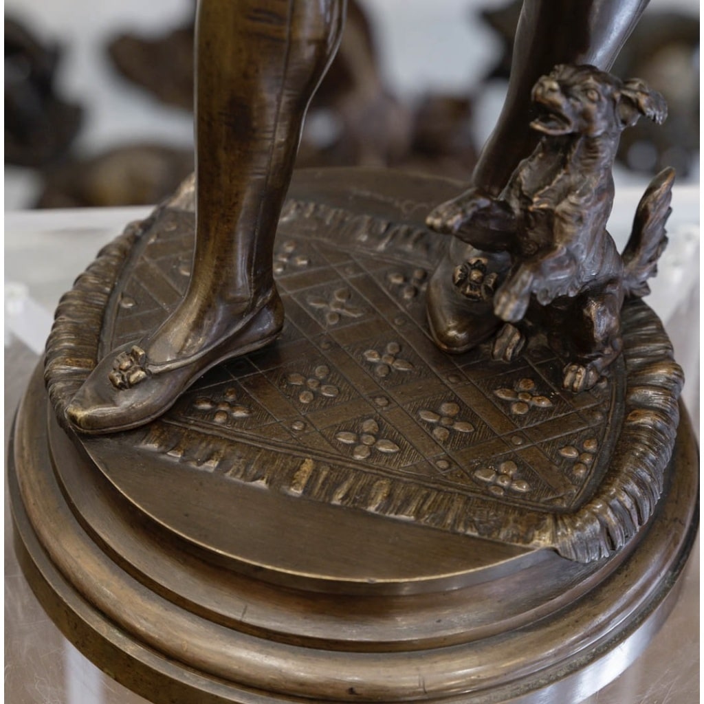 Sculpture – La Dresseuse De Chien , Vincent Désiré Faure De Broussé (1843-1908) – Bronze 10