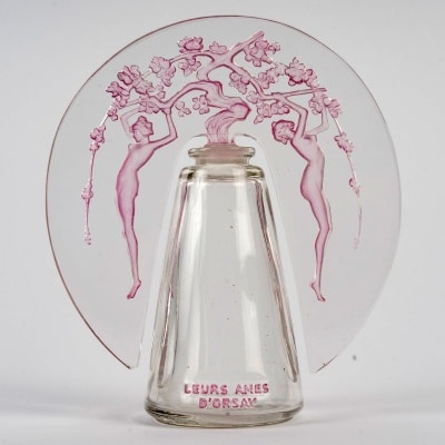Flacon à Parfum "Leurs Âmes" verre blanc patiné rose de René LALIQUE pour D'Orsay