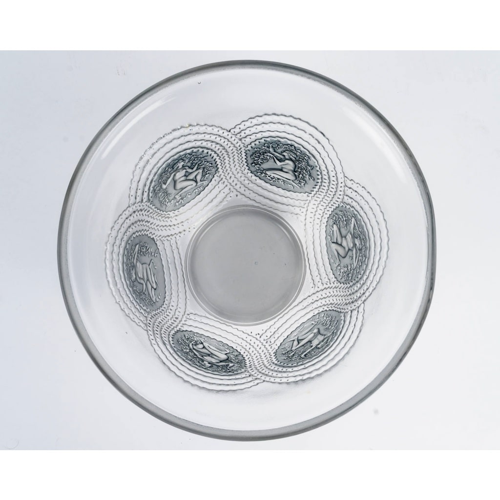 Vase « Dryades » verre blanc patiné bleu de René LALIQUE 5