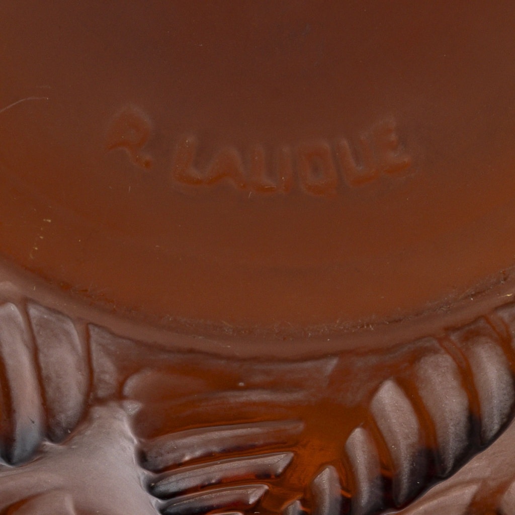 Vase « Ormeaux » verre ambre de René LALIQUE 6