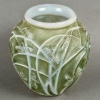Vase « Sauterelles » verre opalescent patiné vert de René LALIQUE 9