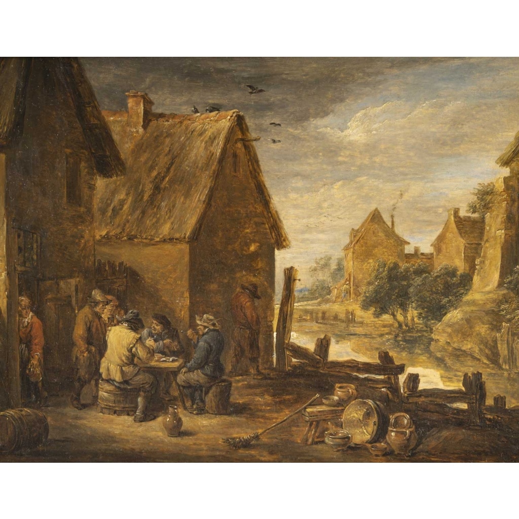 Atelier de David Teniers le Jeune (1610 – 1690), réunion devant la taverne 11