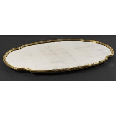 BOIN TABURET – SURTOUT de TABLE EN BRONZE DORE OVALE EPOQUE NAPOLEON III