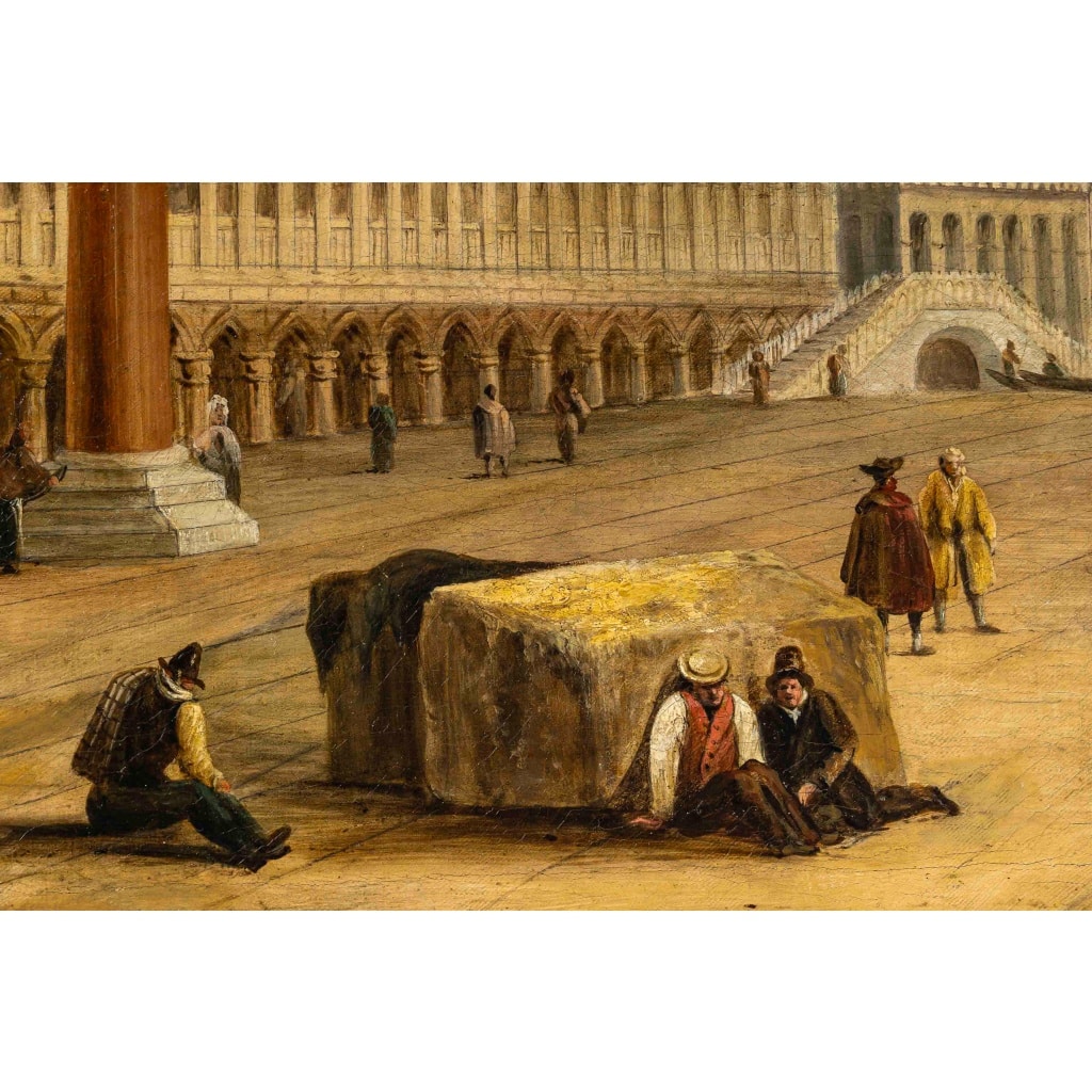 Vue de la Piazetta de Venise, huile sur toile, école italienne, vers 1820-1850 5