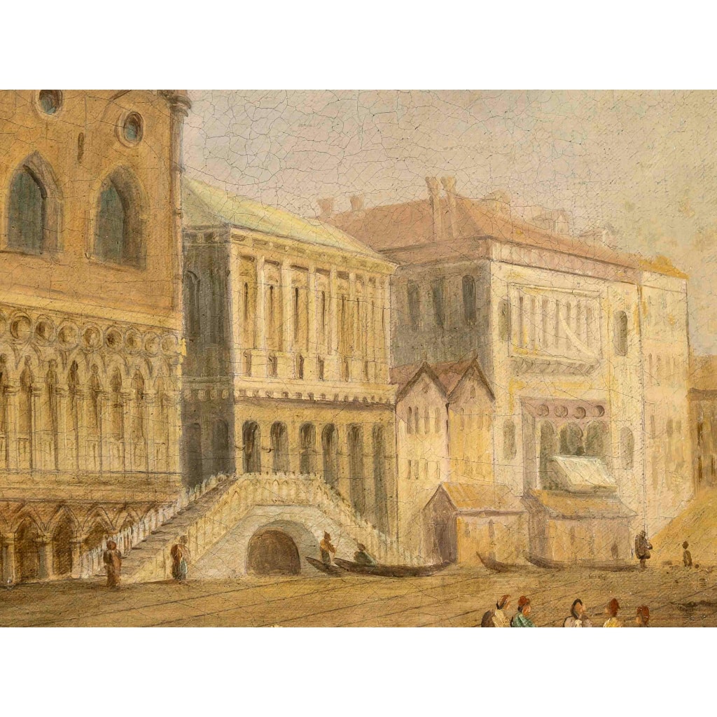 Vue de la Piazetta de Venise, huile sur toile, école italienne, vers 1820-1850 6