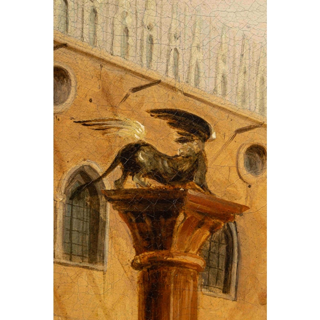 Vue de la Piazetta de Venise, huile sur toile, école italienne, vers 1820-1850 9