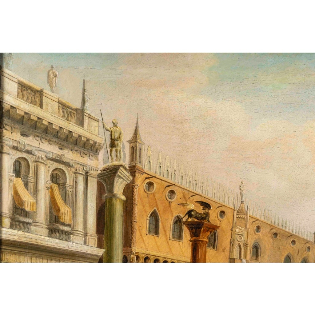 Vue de la Piazetta de Venise, huile sur toile, école italienne, vers 1820-1850 10