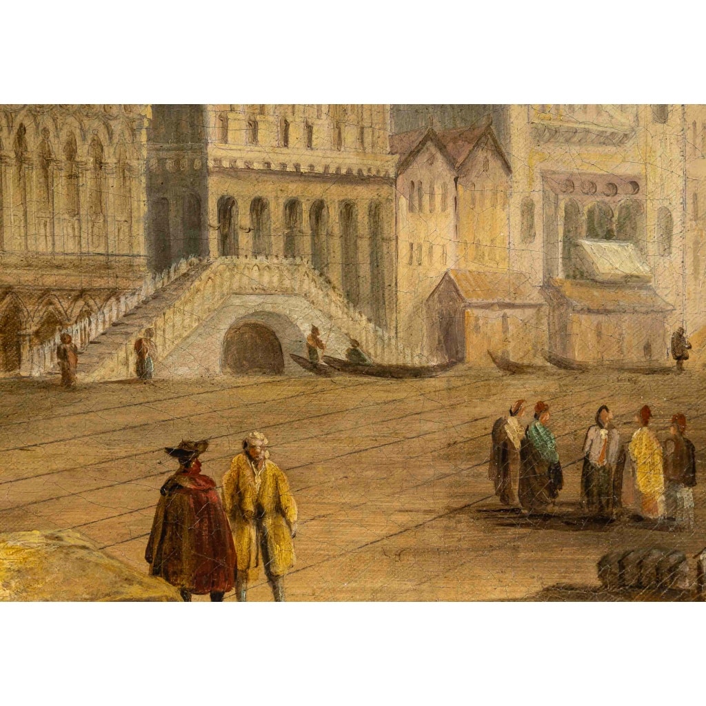 Vue de la Piazetta de Venise, huile sur toile, école italienne, vers 1820-1850 12