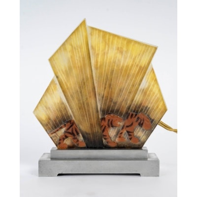 Veilleuse « Tigres » pâte de verre de Gabriel ARGY-ROUSSEAU