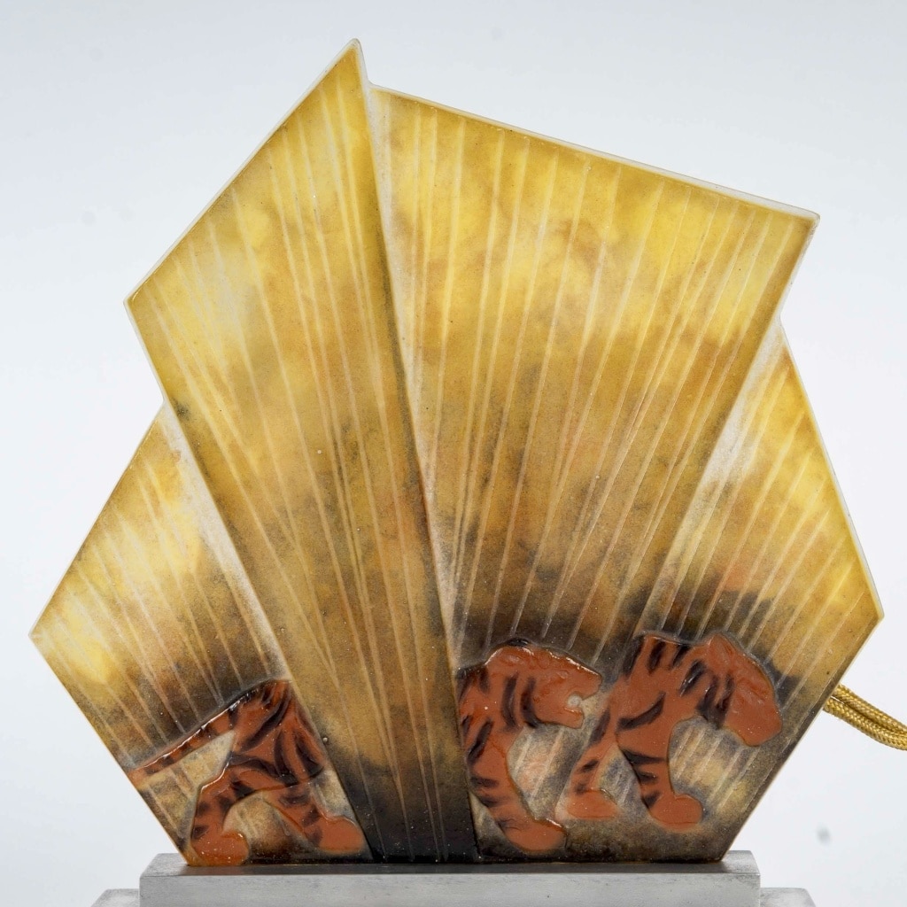 Veilleuse « Tigres » pâte de verre de Gabriel ARGY-ROUSSEAU 7