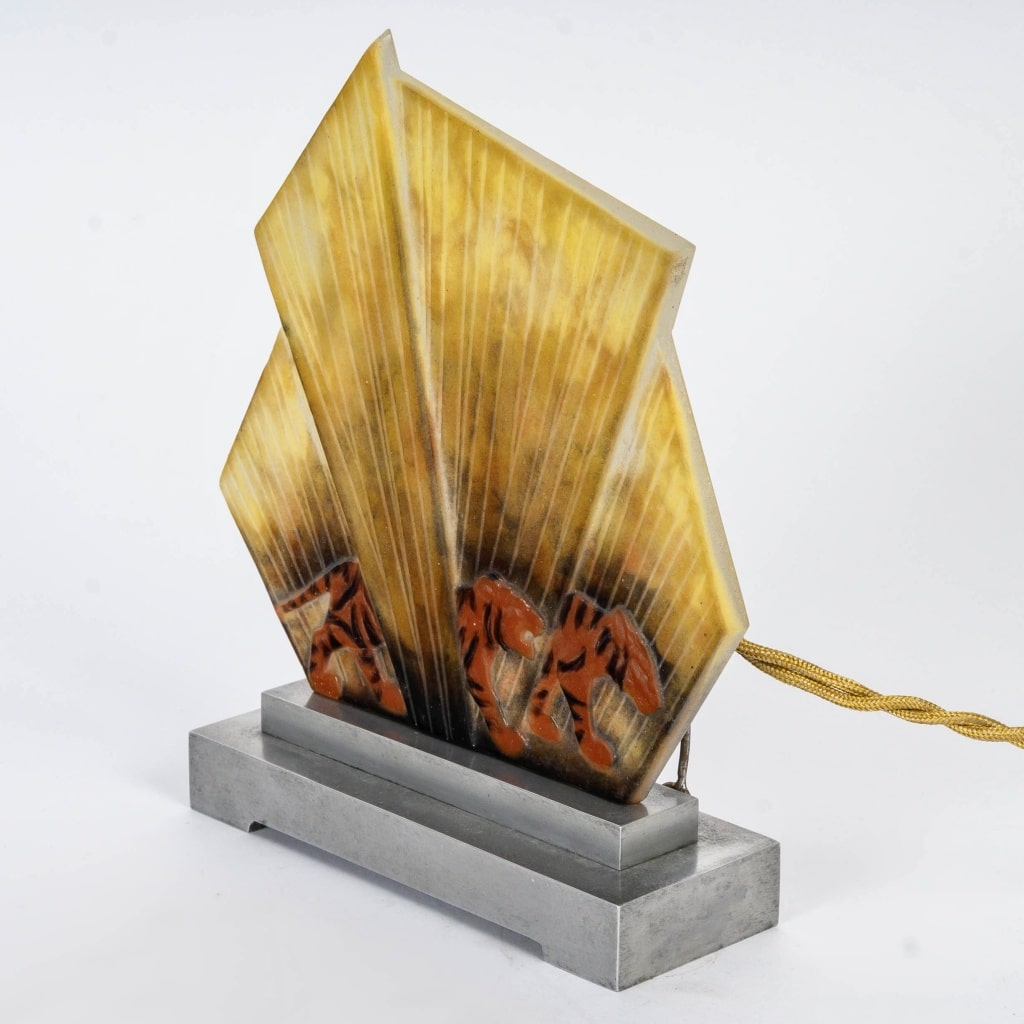 Veilleuse « Tigres » pâte de verre de Gabriel ARGY-ROUSSEAU 4