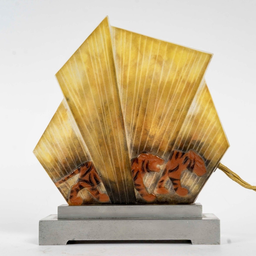 Veilleuse « Tigres » pâte de verre de Gabriel ARGY-ROUSSEAU 3