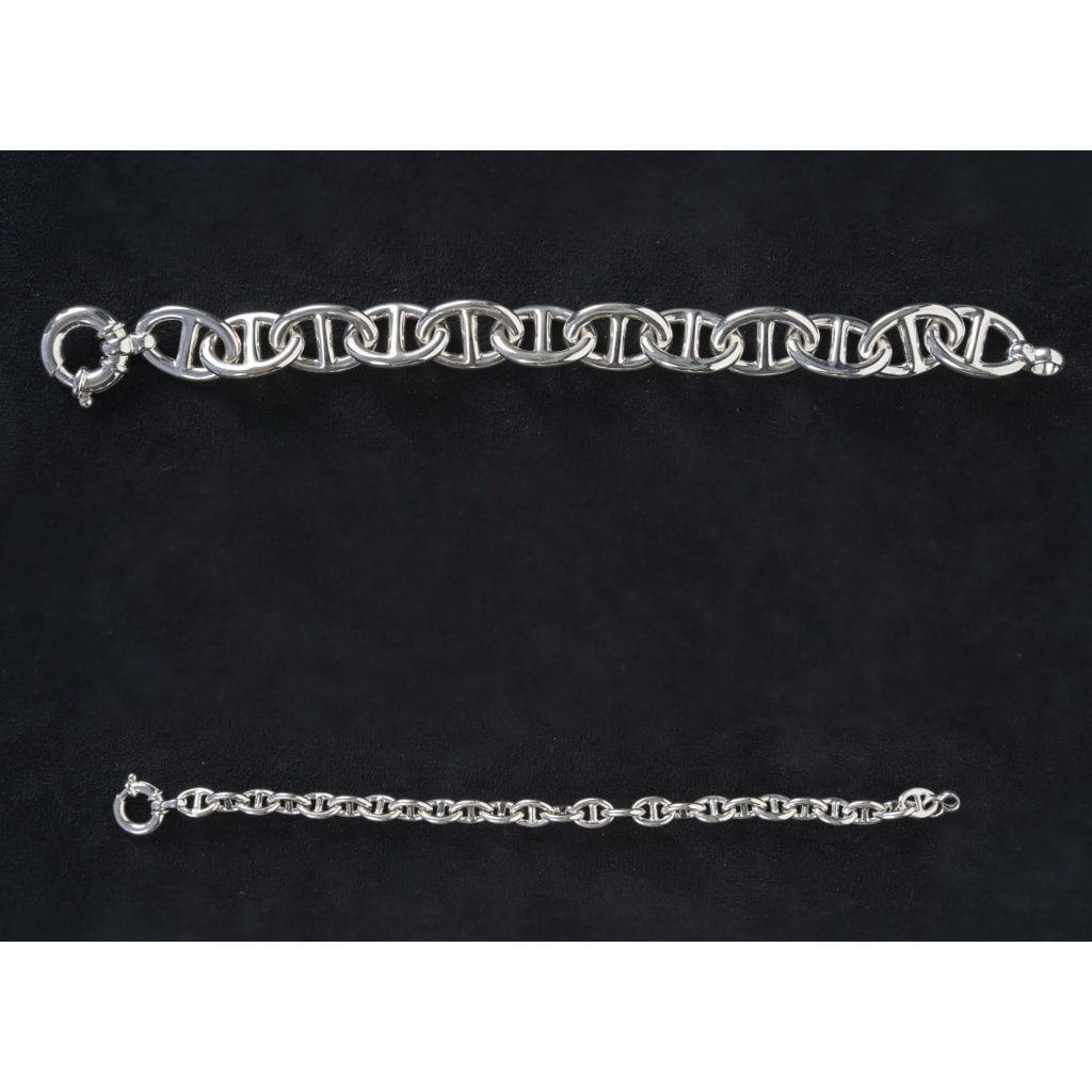 Paire de Bracelets Modernes en Argent Massif – Travail Français 2
