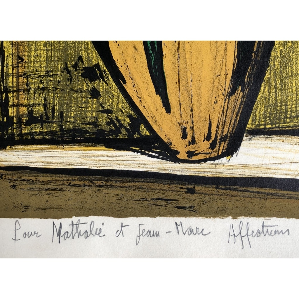 BUFFET Bernard Bouquet Fleurs Dans Une Potiche Lithographie Couleurs Signée certificat d’authenticité 3