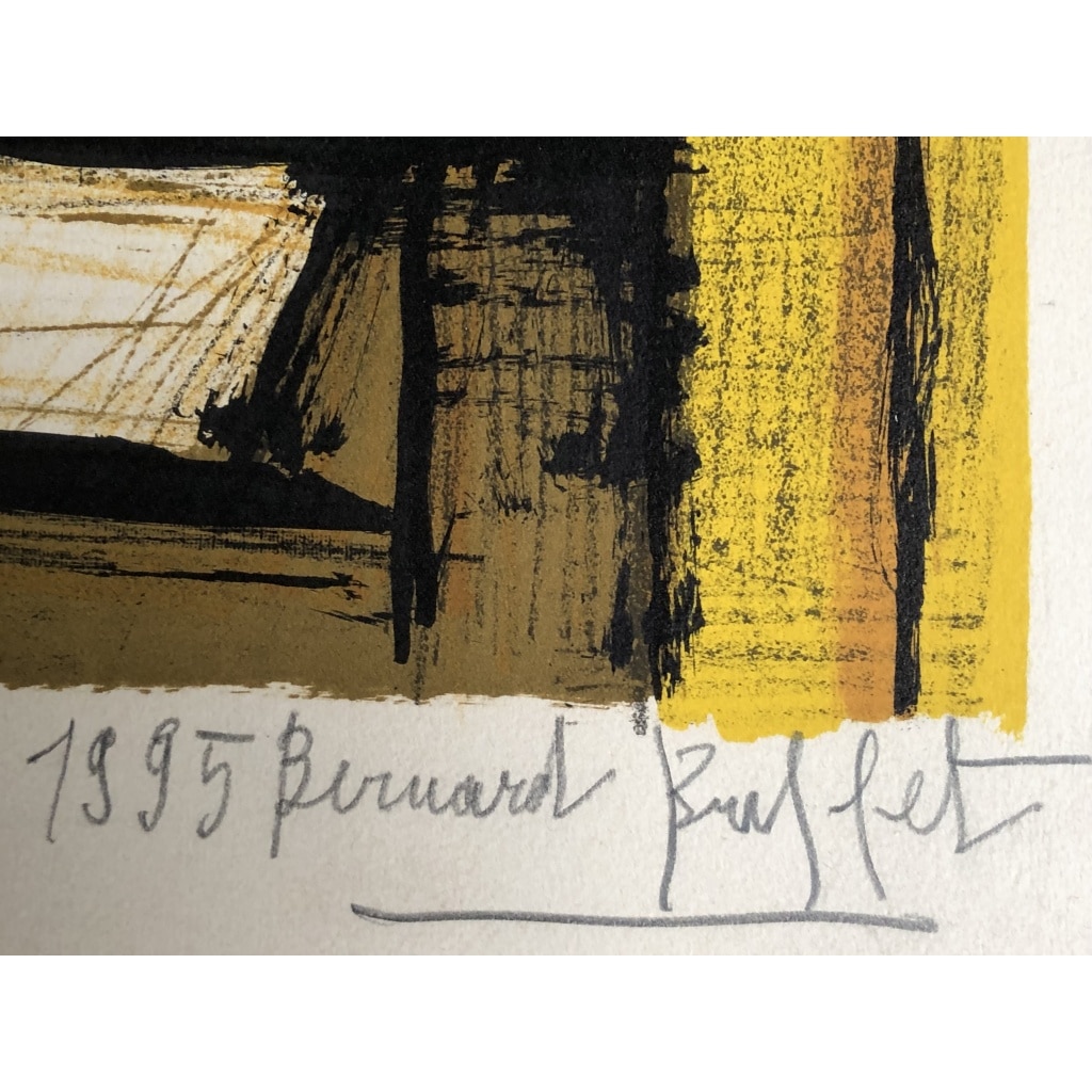 BUFFET Bernard Bouquet Fleurs Dans Une Potiche Lithographie Couleurs Signée certificat d’authenticité 4