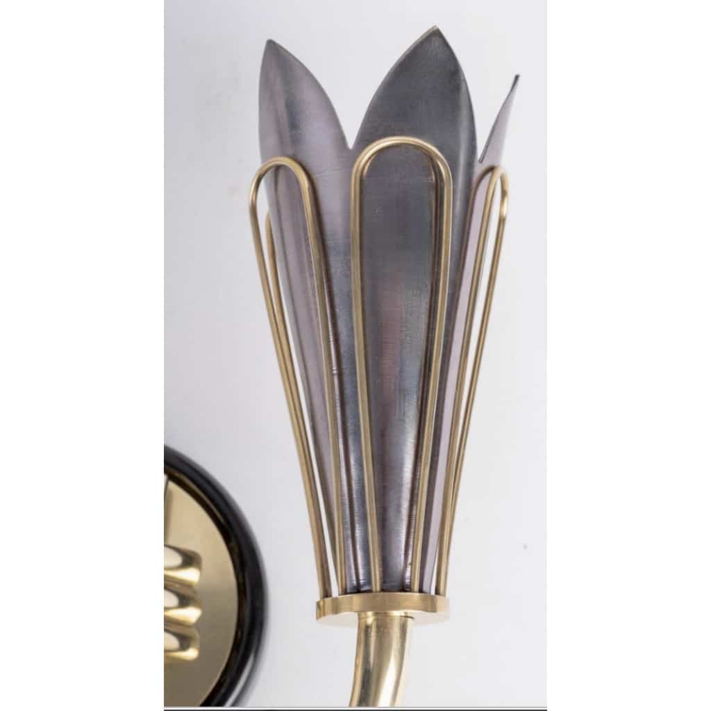 1950 Paire d’appliques murales originales par Marcel Asselbur 7