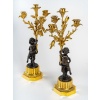 Paire de candélabres de style Louis XVI en bronze à décor de Faunes, montés en lampes 20