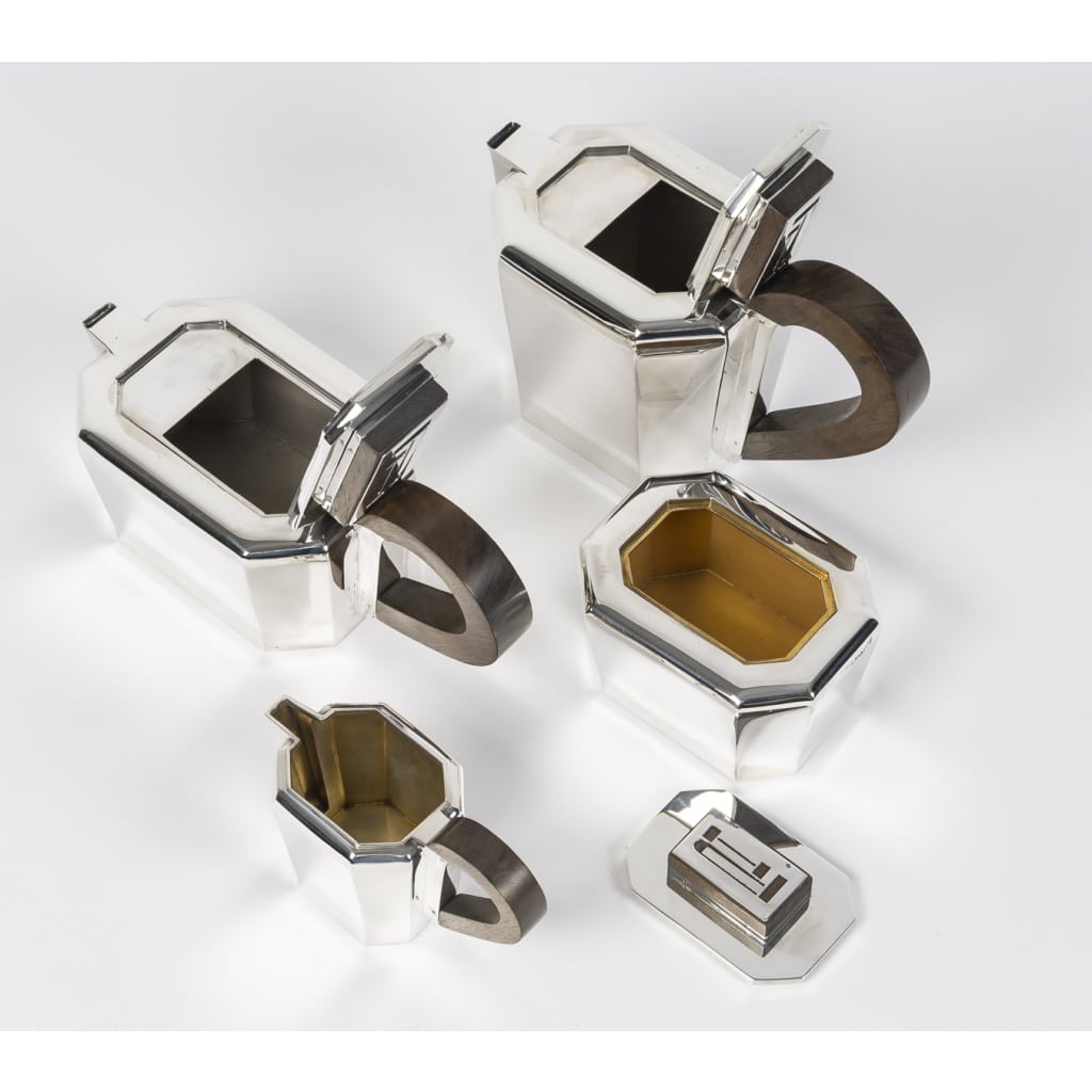 JEAN E. PUIFORCAT – Service THE/CAFE 4 pièces Argent XXe – ART DECO 12