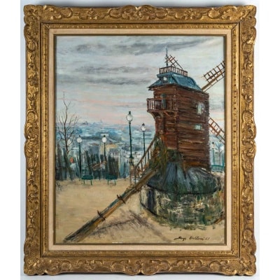 Serge Belloni (1925-2005) dit Le peintre de Paris Le Moulin de la Galette huile sur toile vers 1961
