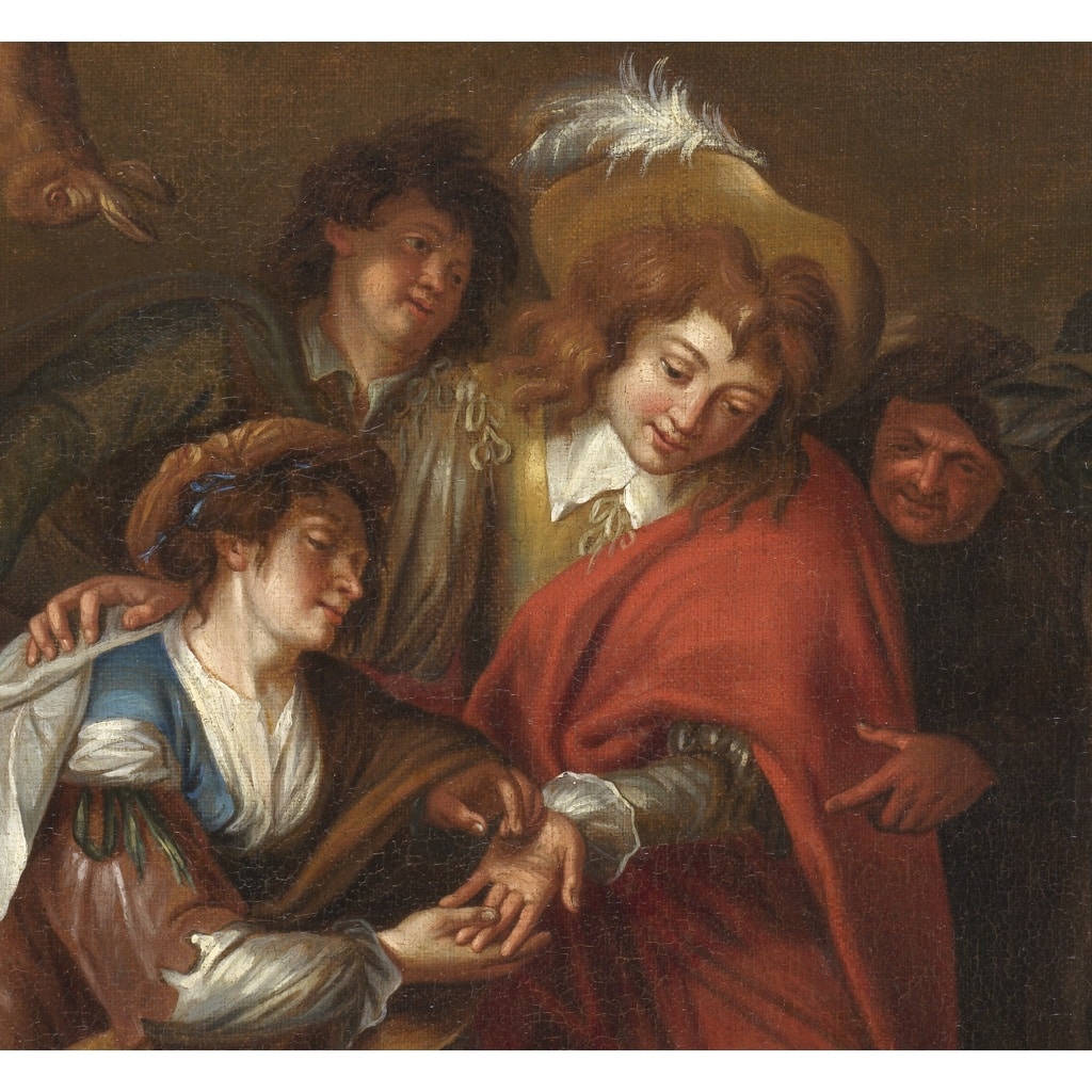 La Diseuse de bonne aventure – Attribué à Simon de Vos vers 1640 4