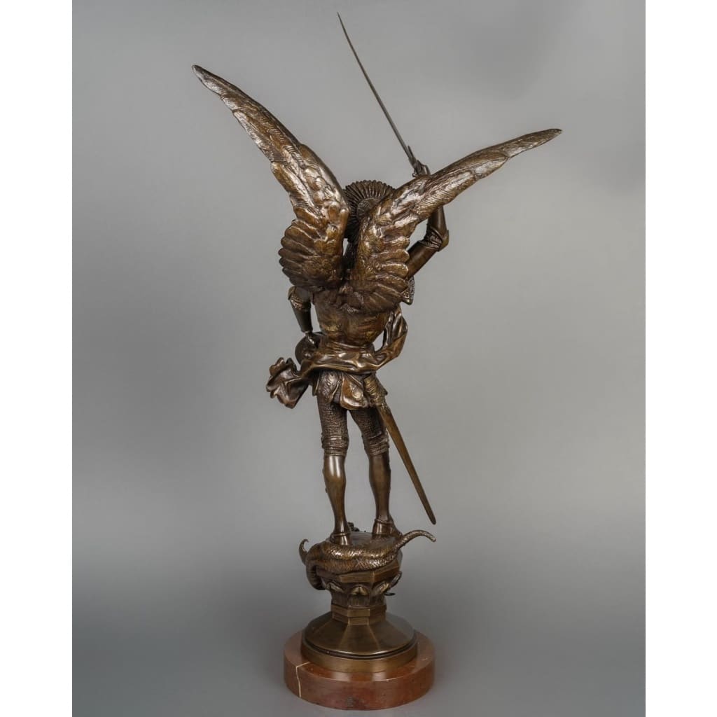 Sculpture – Saint-Michel Terrassant Le Dragon , Emmanuel Frémiet (1824-1910) – Bronze 7