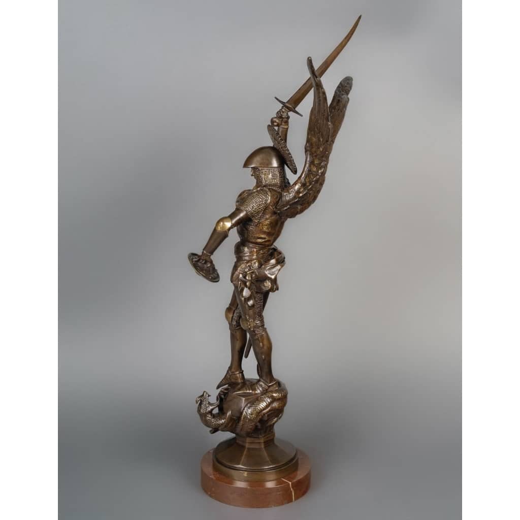Sculpture – Saint-Michel Terrassant Le Dragon , Emmanuel Frémiet (1824-1910) – Bronze 8
