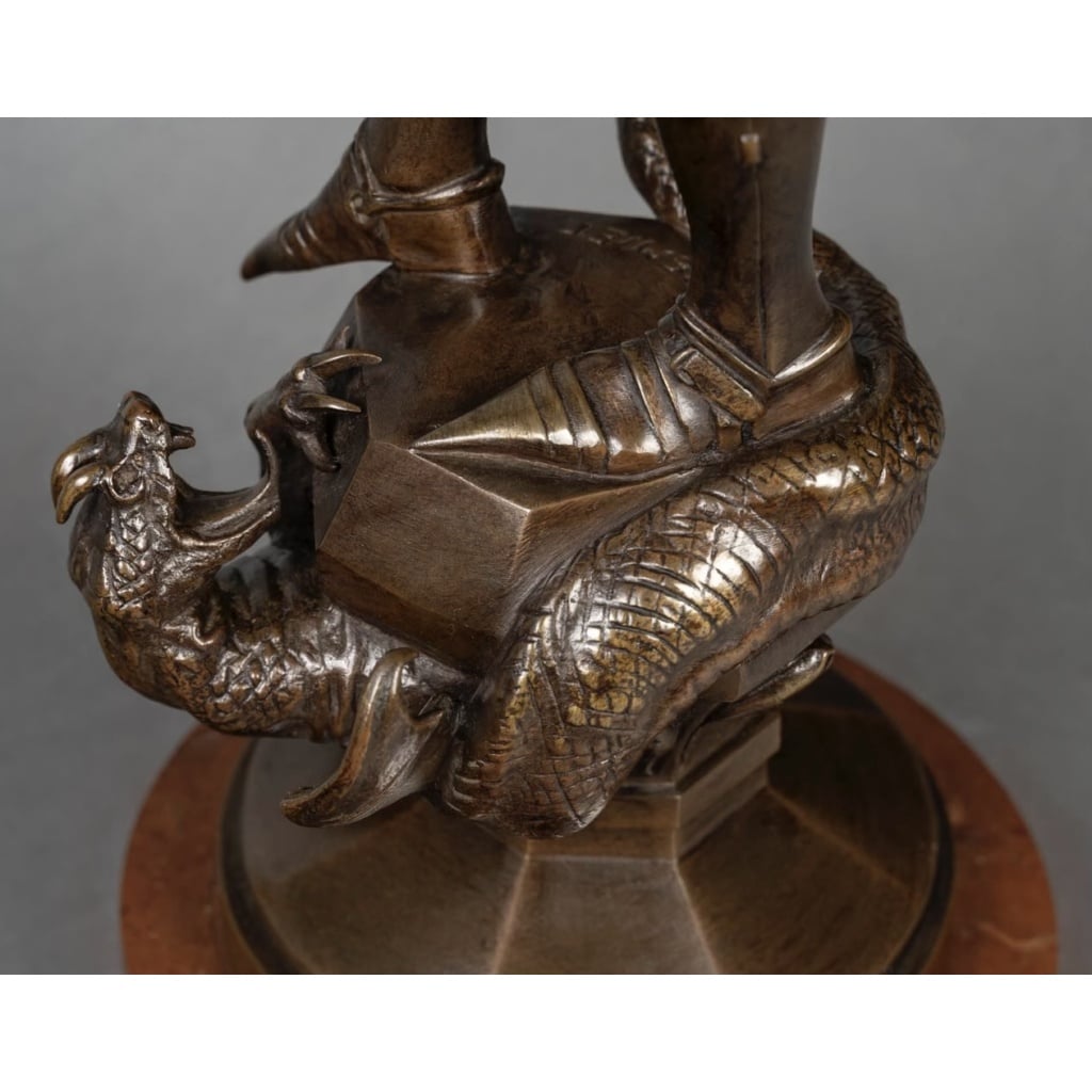 Sculpture – Saint-Michel Terrassant Le Dragon , Emmanuel Frémiet (1824-1910) – Bronze 11
