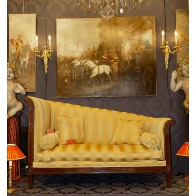 Grand Paumier ou canapé en acajou et placage d’acajou d’époque Empire vers 1810