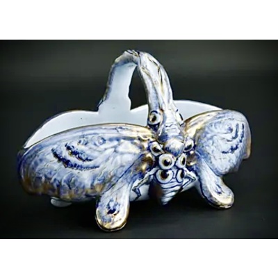 EMILE GALLE COLÉOPTÈRE PANIER EN FAIENCE