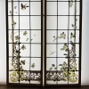 Paire de vitraux aux glycines, bignones, chèvrefeuille et mésanges (H197cm L103cm) 12