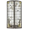 Paire de vitraux aux glycines, bignones, roses et mésanges (H197cm L103cm) 9
