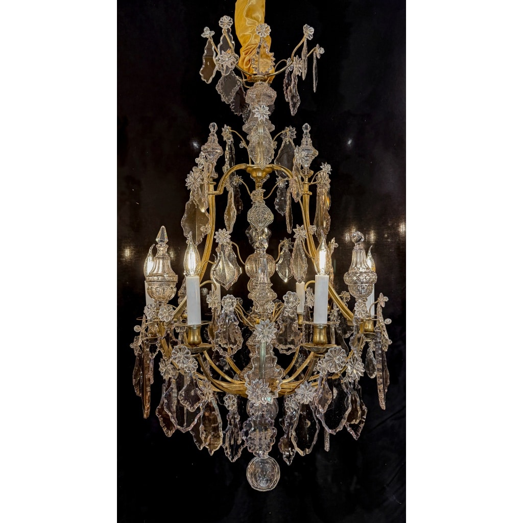 Lustre Français d’Époque Louis XV en Bronze Doré et Cristal Taillé vers 1760-1780 2