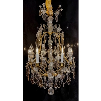 Lustre Français d’Époque Louis XV en Bronze Doré et Cristal Taillé vers 1760-1780
