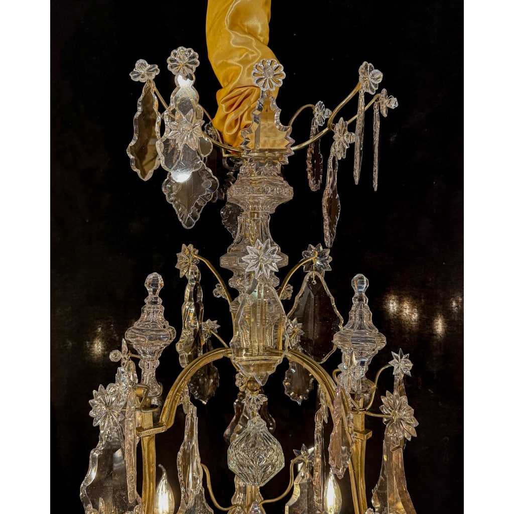 Lustre Français d’Époque Louis XV en Bronze Doré et Cristal Taillé vers 1760-1780 3