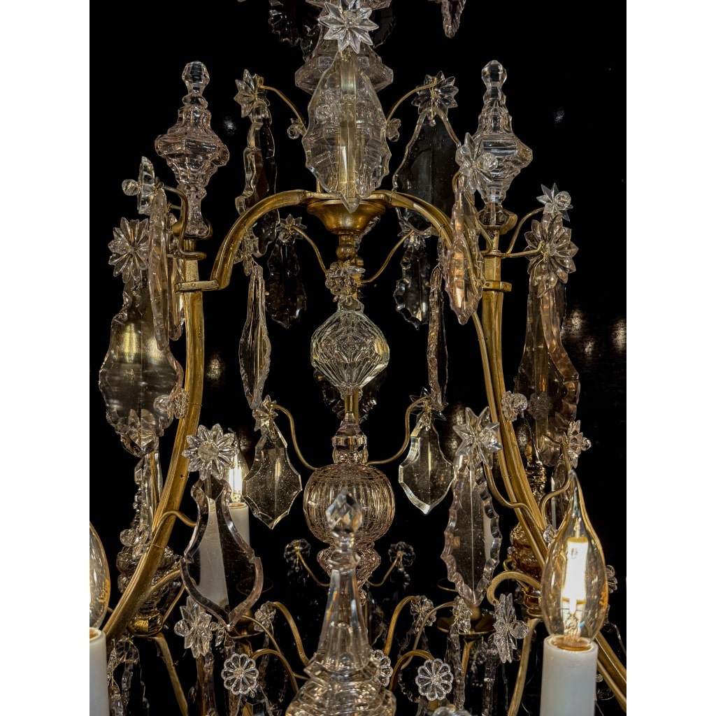 Lustre Français d’Époque Louis XV en Bronze Doré et Cristal Taillé vers 1760-1780 4