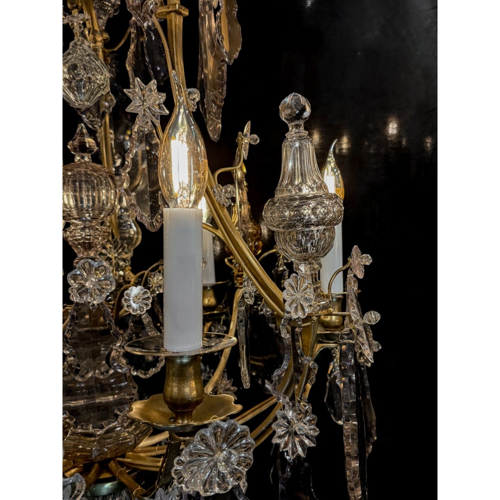 Lustre Français d’Époque Louis XV en Bronze Doré et Cristal Taillé vers 1760-1780 9